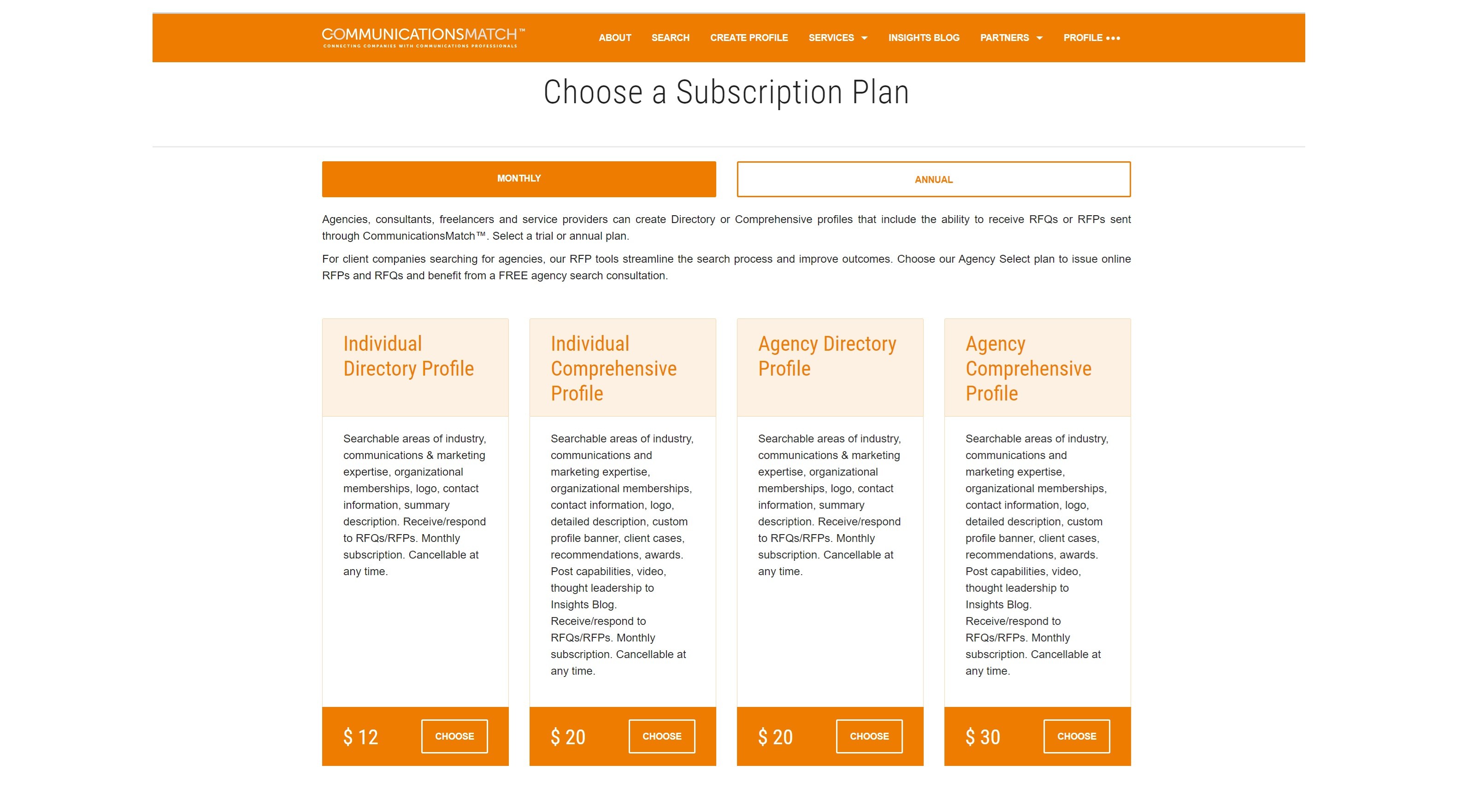 Monthly Payment Option for CommunicationsMatch