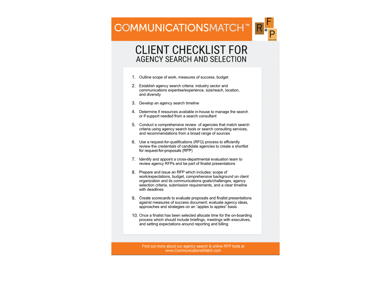 PR Agency Search Process Checklist