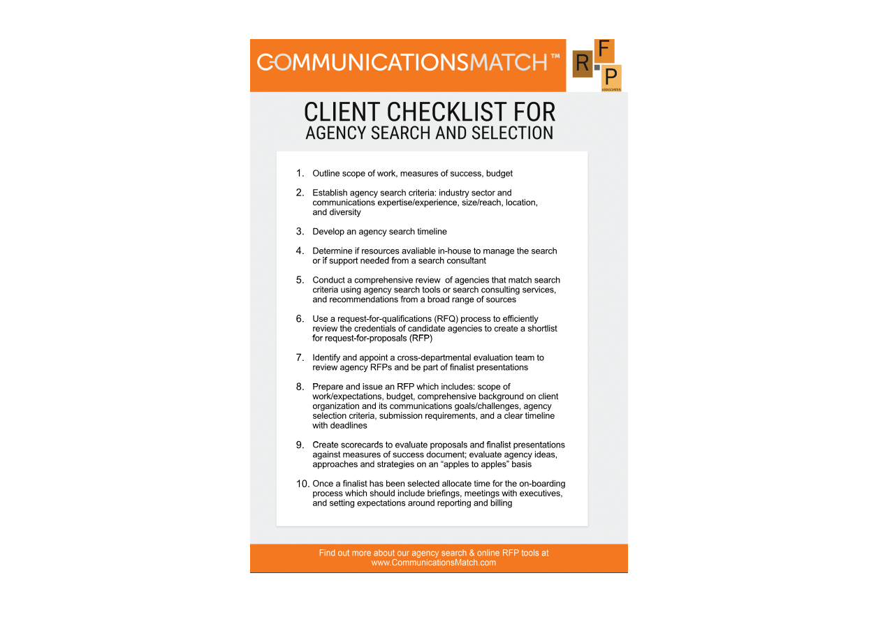 PR Agency Search Checklist