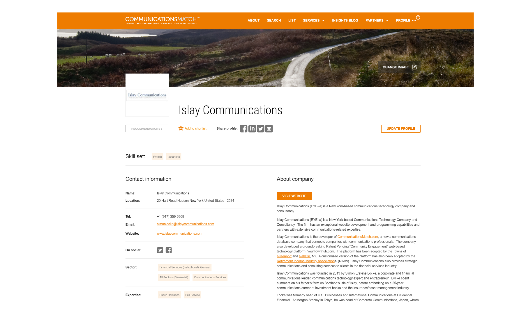 CommunicationsMatch profile