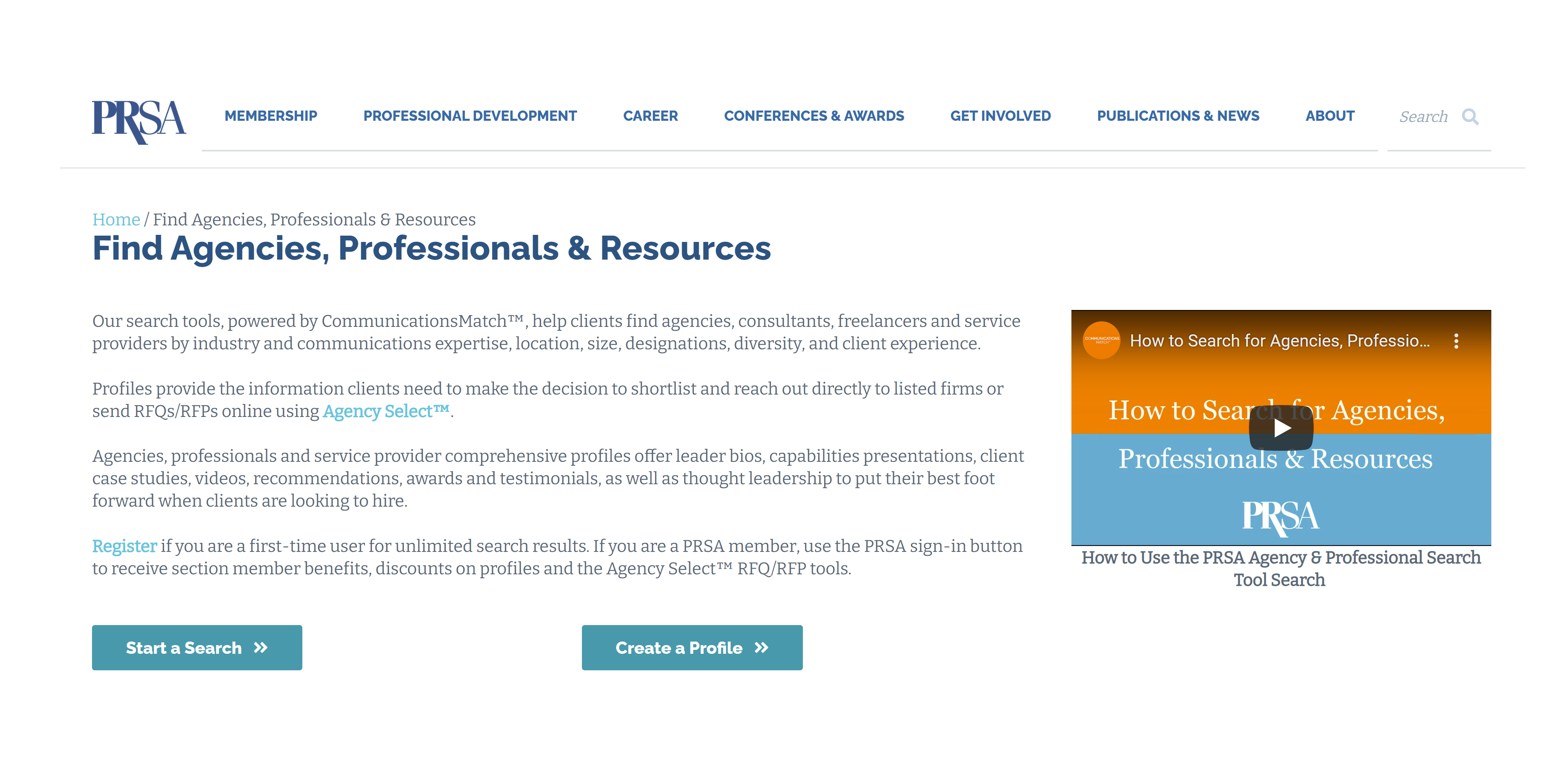 PRSA Agency, Professional & Resources Search